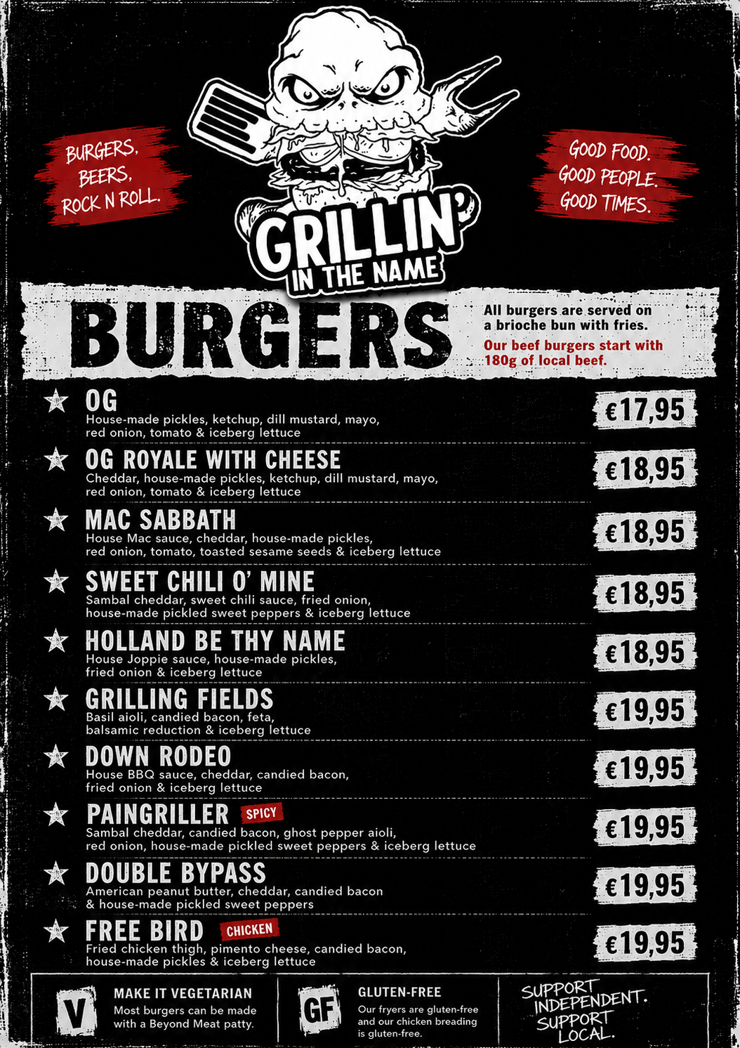 Working burger menu